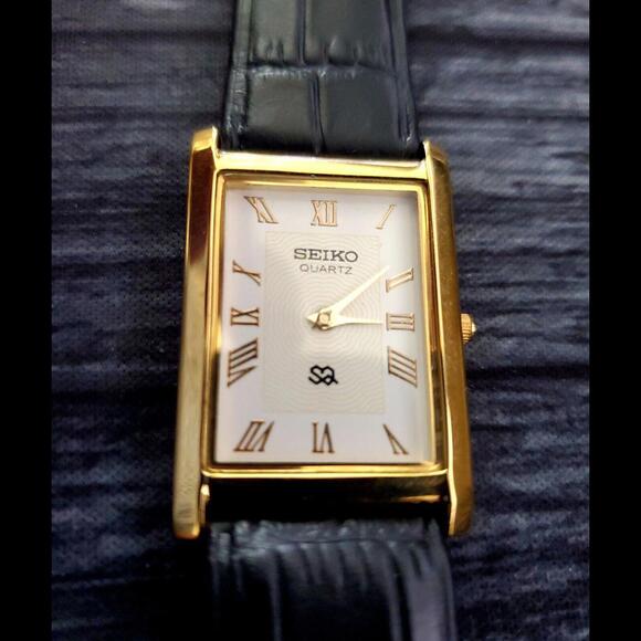 SQ Slim Dial New Batt & Movt Men's Gold White Tank Dress Watch USA Seller🌟 - Picture 2 of 5